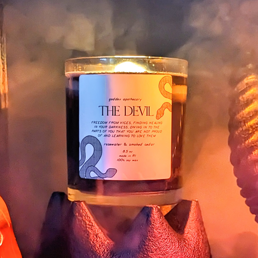 The Devil | Rosewater & Smoked Cedar Tarot Soy Candle